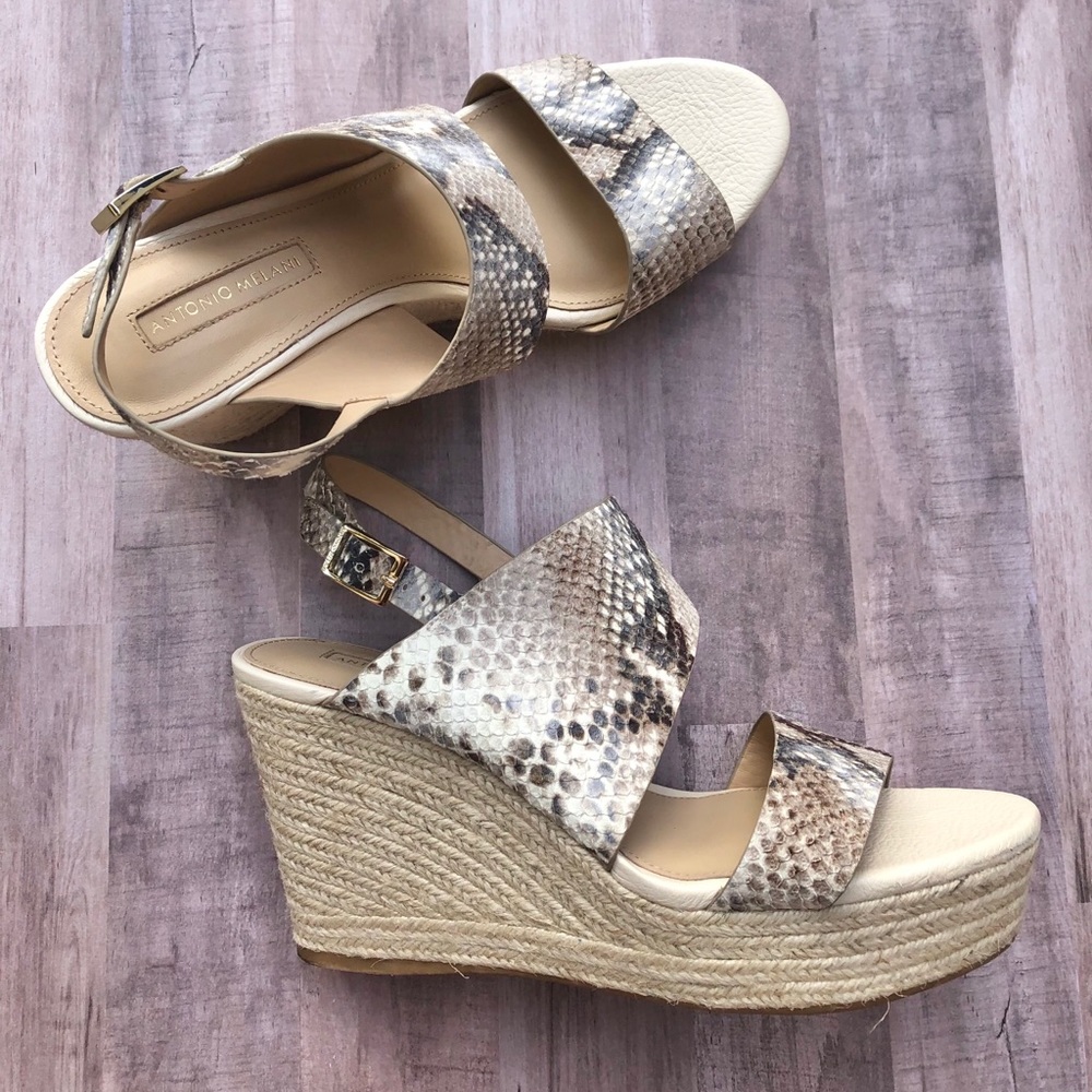 Antonio Melani Leather Snakeskin Espadrill…